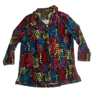 Ali Miles Women's Size M 3/4 Sleeve Woven Button Front Tunic Blouse Top New